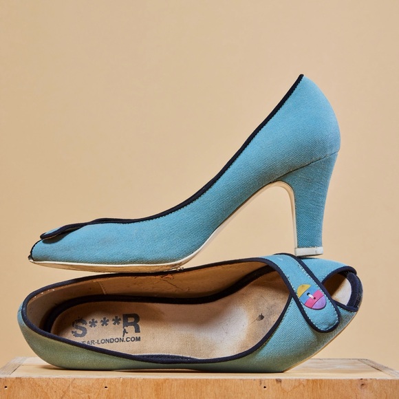 SWEAR London Blue Peep-Toe Pumps, 3” heel size 9 US/40 EU - Picture 4 of 6